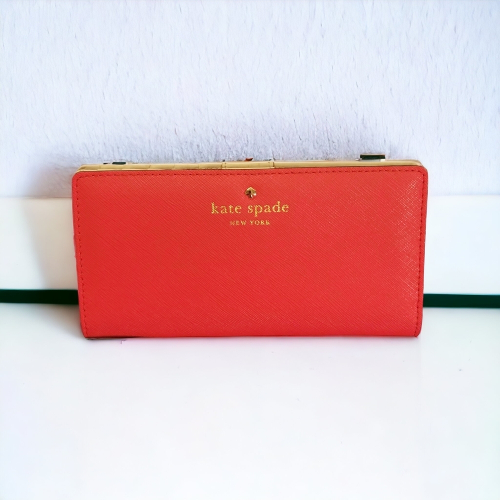 Kate Spade stacy mikas pond wallet coral New